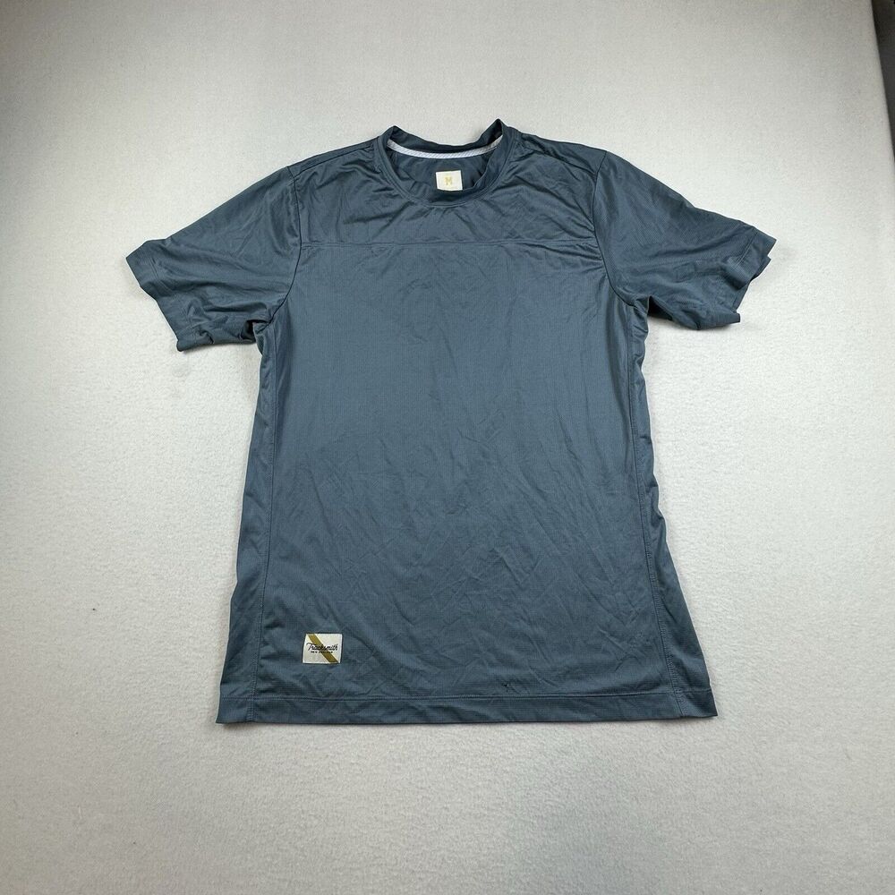 Tracksmith Shirt Mens Medium Storm Blue TWILIGHT Short Sleeve Running Shirt